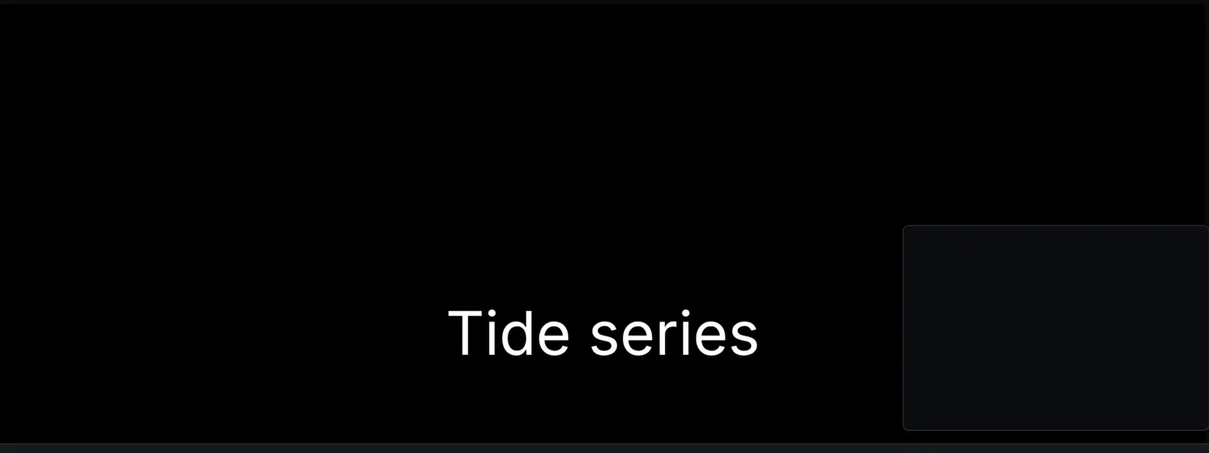 The preview monitor showing the title card Tide series.