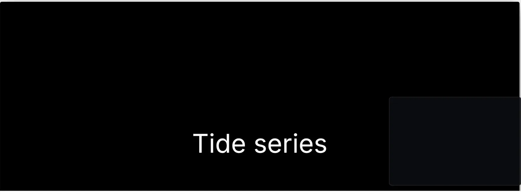 The preview monitor showing the title card Tide series.